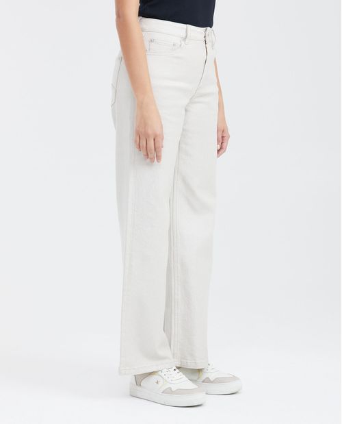 Jean Wide Leg Super High Rise Bota Relaxed Color Crudo para Mujer