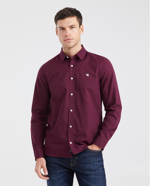 Camisa Slim Fit Manga Larga en Algodón para Hombre