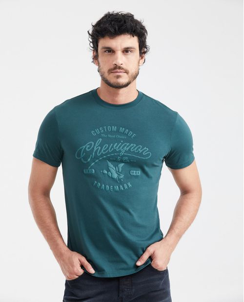 Camiseta Slim Fit Estampada Cuello Redondo para Hombre