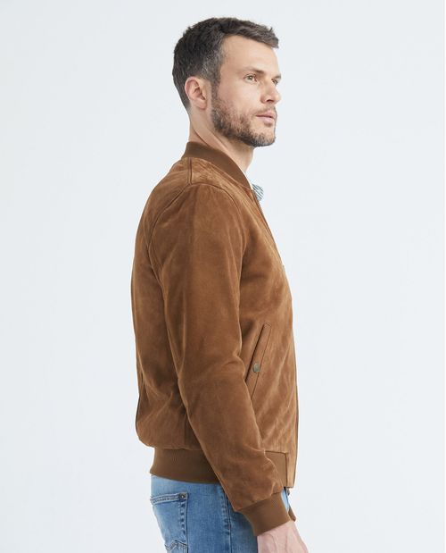 Chaqueta de Hombre en Cuero, Tipo Teddy - Piel de Becerro