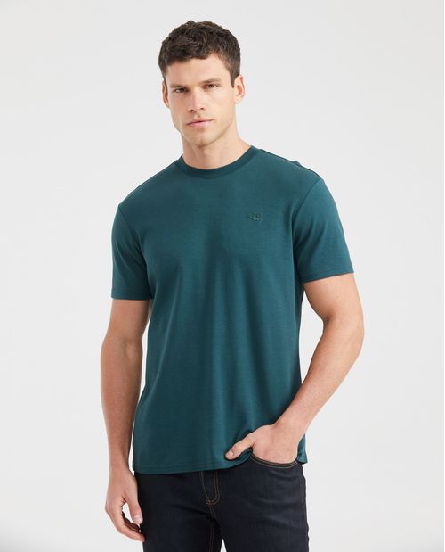 Camiseta Básica Slim Fit Cuello Redondo en Algodón Doble Punto para Hombre