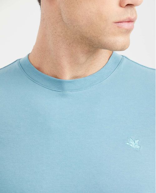 Camiseta Básica Slim Fit Cuello Redondo en Algodón Doble Punto para Hombre