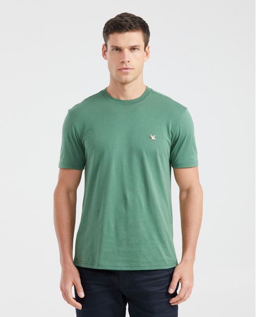 Camiseta Básica Straight Fit Cuello Redondo en Algodón Pima para Hombre