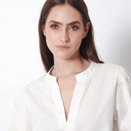 Blusa Cuello Neru V Manga Corta