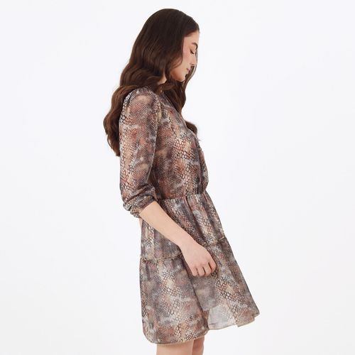 Vestido Cuello V Manga Larga