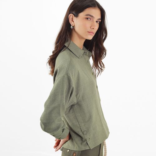 Blusa Cuello Camisero Manga Larga