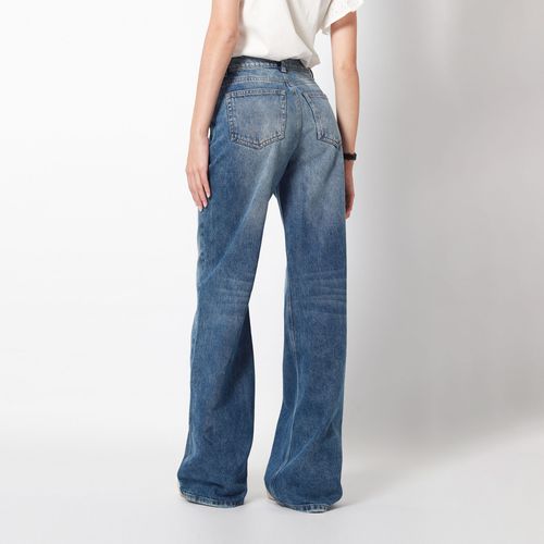 Jean Mom Tiro Alto Bota Recta