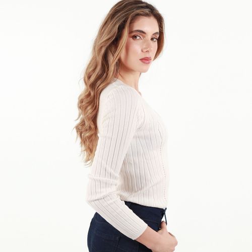 Sweater Cuello V Manga Larga