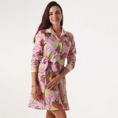 Vestido Cuello Camisero Manga Larga