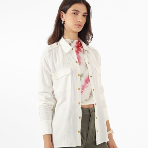 Blusa Cuello Camisero Manga Larga