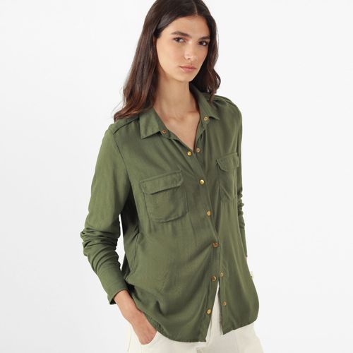Blusa Cuello Camisero Manga Larga