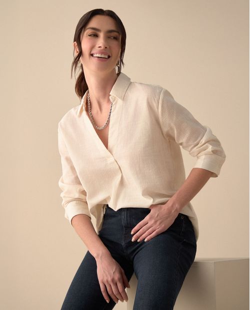 Camisa preteñida a rayas para mujer