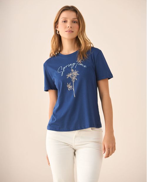 Camiseta básica estampada para mujer