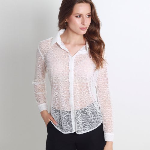 Blusa Cuello Camisero Manga Larga