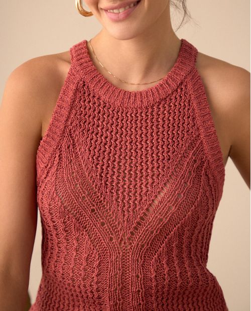 Camisa tejida manga sisa para mujer