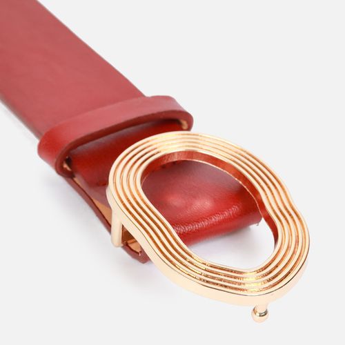 Cinturon Hebilla Asimetrica Rojo