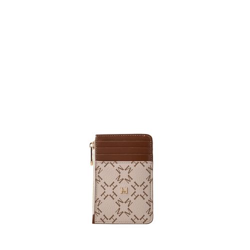 Tarjetero 8 Tarjetas Con Zip Beige Primario Básico