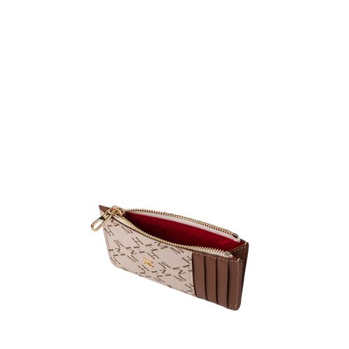 Tarjetero 8 Tarjetas Con Zip Beige Primario Básico