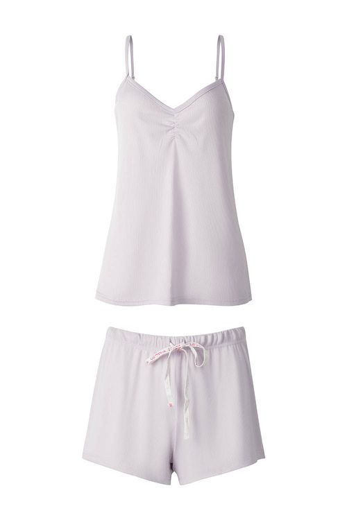 Conjunto pijama con textura acanalada de 2 piezas.