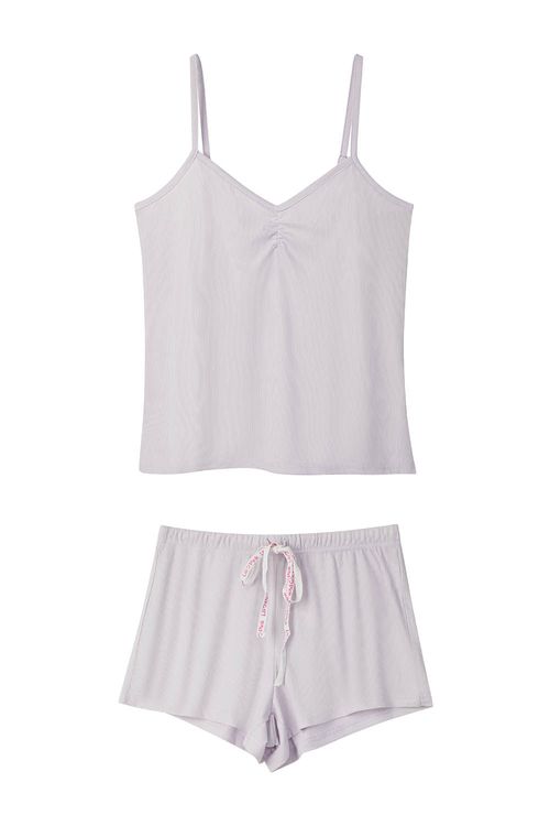 Conjunto pijama con textura acanalada de 2 piezas.