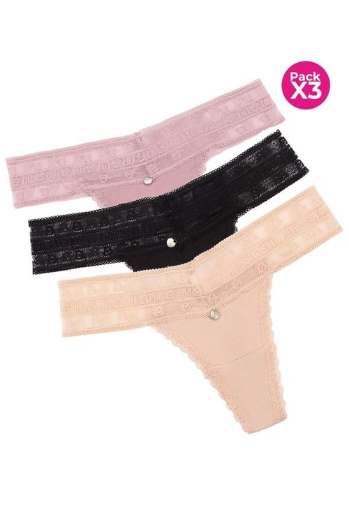 Paquete x3 panty tipo brasilera en algodón