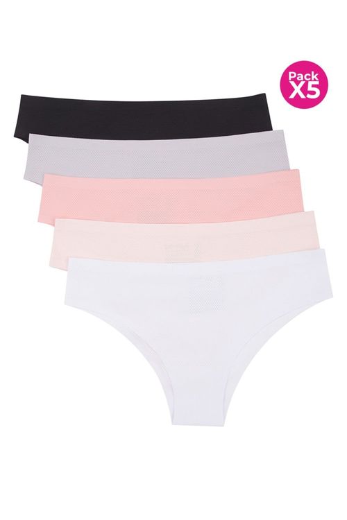 Paquete x5 panty tipo hipster  en microfibra
