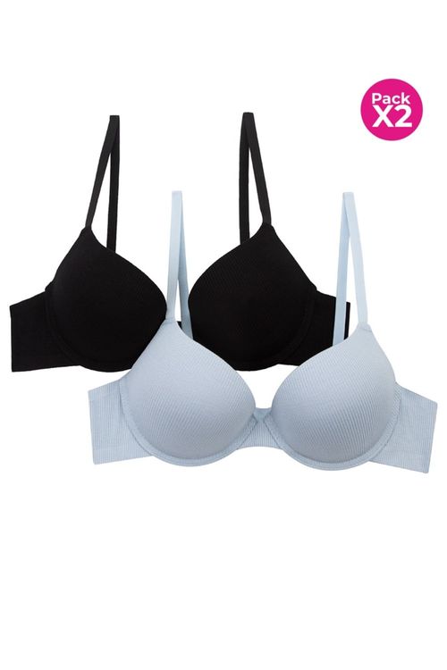 Brasier paquete x2 tipo 3/4 en microfibra acanalada
