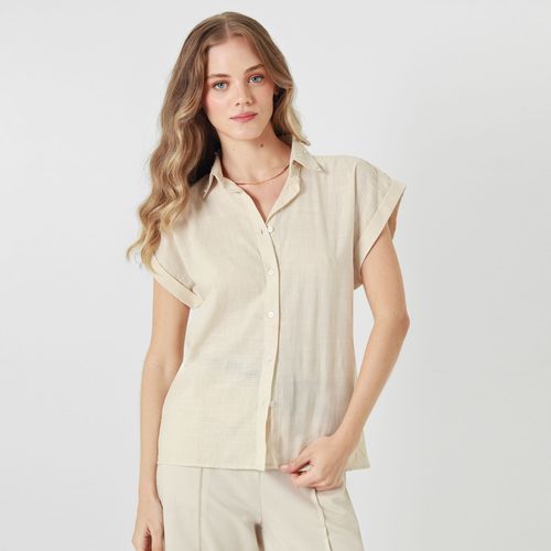 Blusa Cuello Camisero Manga Corta