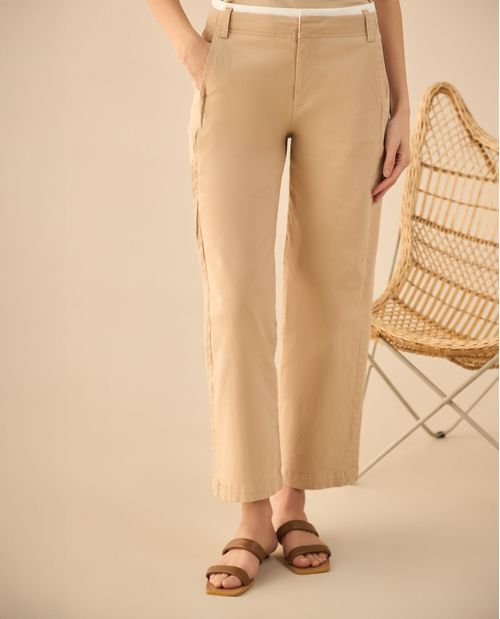 Pantalón con detalle de doble pretina para mujer