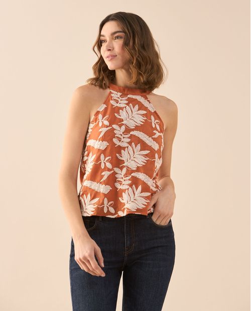 Camisa con detalles bordados para mujer
