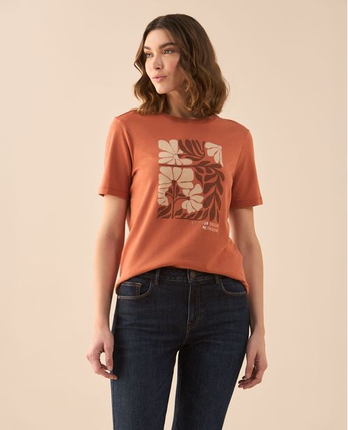 Camiseta estampada en frente para mujer