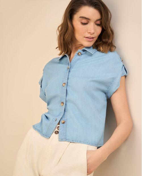 Camisa manga corta rodada para mujer