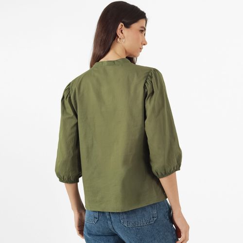 Blusa Cuello V Neru Manga 3Cuartos