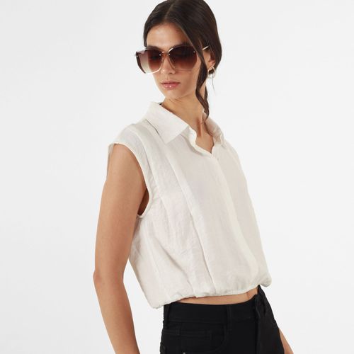 Blusa Cuello V Camisero Manga Sisa