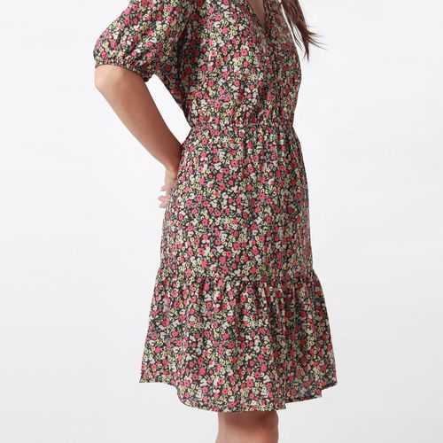 Vestido Cuello V Manga Corta