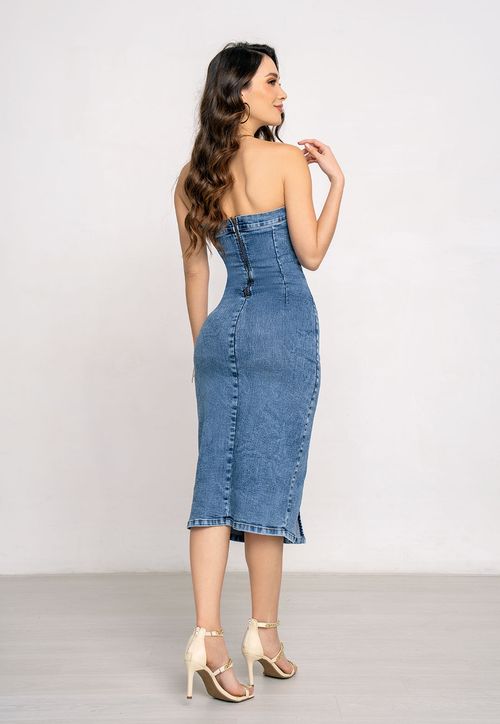 Vestido Largo Mujer Azul Mp 104596