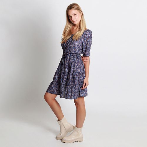 Vestido Cuello U Manga Corta