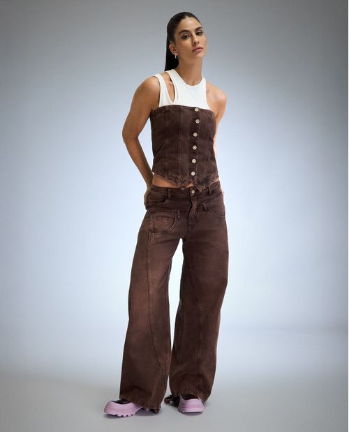 Pantalón Straight tiro bajo para mujer