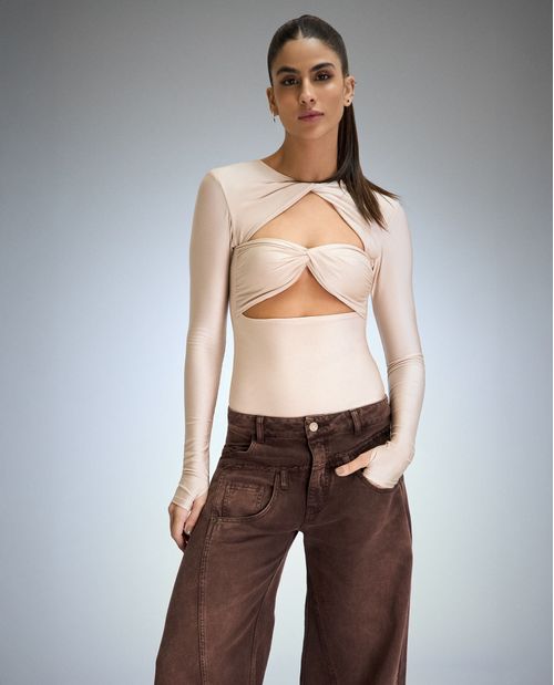 Body manga larga para mujer