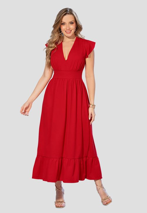 Vestido Largo Mujer Rojo Mp 869