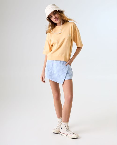 Camiseta Boxy con ruedo en rib para mujer