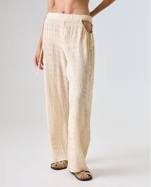 Pantalón Mom de tela con textura para mujer