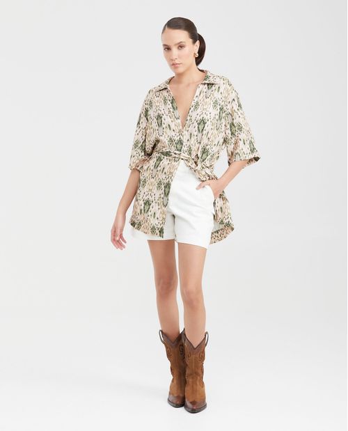 Camisa Estampada Tipo Kimono para Mujer