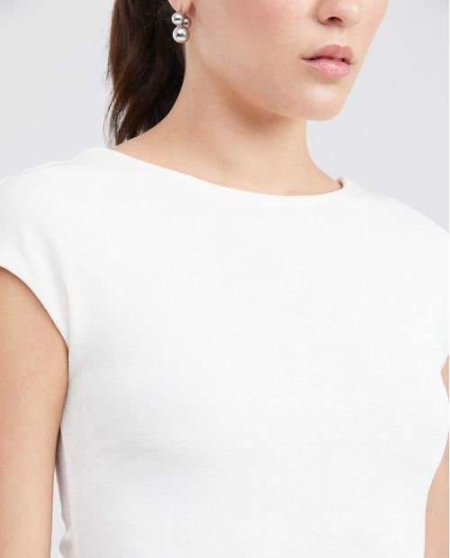 Camiseta Ajustada con Escote Tipo Ojal para Mujer