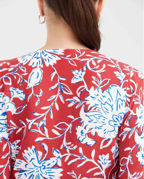 Vestido Corto Envolvente con Estampado Maxi Print de Flores para Mujer