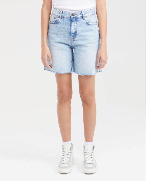 Bermuda en Denim High Rise Azul Claro para Mujer