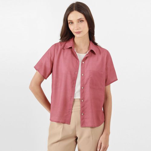 Blusa Cuello Camisero Manga Corta