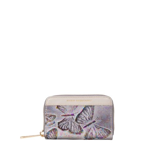 Monedero Llavero Zip Mps Gris Mariposas