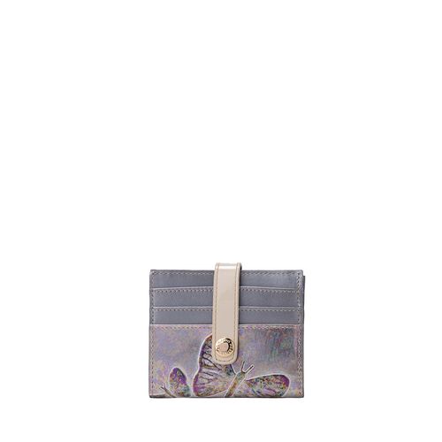 Tarjetero Broche Con Compartimiento Gris Mariposas