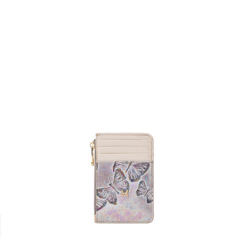 Tarjetero 8 Tarjetas Con Zip Gris Mariposas